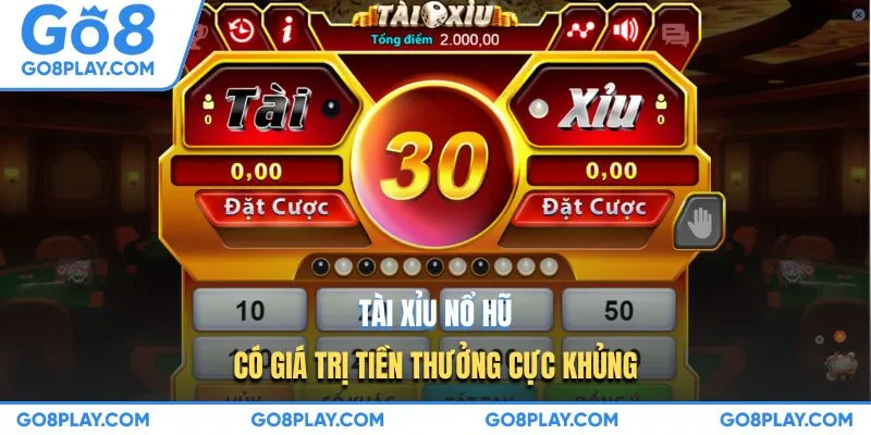 Tài xỉu nổ hũ có giá trị tiền thưởng cực khủng